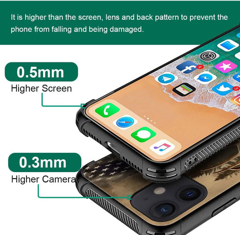 DJSOK H American Flag Elk Deer Case for iPhone 11, Soft TPU Bumper and Hard PC Pattern Back with Shockproof Protection