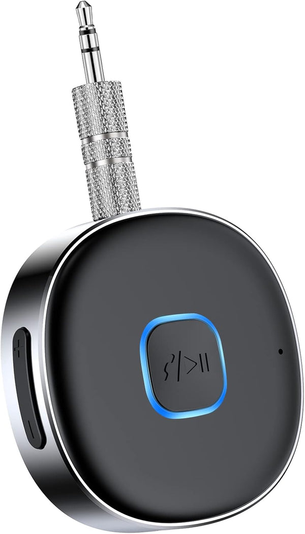 Bluetooth Aux Receiver, Portable 3.5mm Car Adapter, Wireless Audio Receiver for Car/Home Stereo, 16H Battery Life