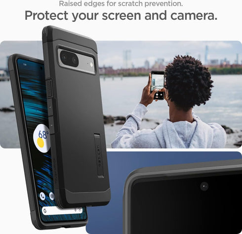 Spigen Tough Armor Case for Pixel 7 (2022) - Black, Durable Protection & Stylish Design.