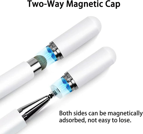 Stylus Pens for Touch Screens, 2 in 1 Disc & Fiber Tip Stylus Pen with Magnetic Adsorption, Compatible with All Touch