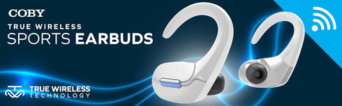 Coby True Wireless Sports Ear Buds with Over Ear Hooks, Wireless Bluetooth Earbuds for Gym, Sports & Running