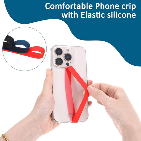 Mabor 3Pcs Reusable Silicone Phone Strap Grip Holder Wireless Charging Compatible Detachable Universal Finger Loop