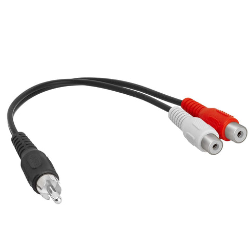 Cmple - One RCA Mono Male to Two RCA Stereo Female Y-Cable, Speaker Splitter Adapter