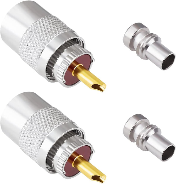 Goupchn PL259 Coax Connectors 2 Pack, UHF Male Plug Solder Adapters for RG58, RG59, RG8, RG8x, RG213 Coaxial Cable