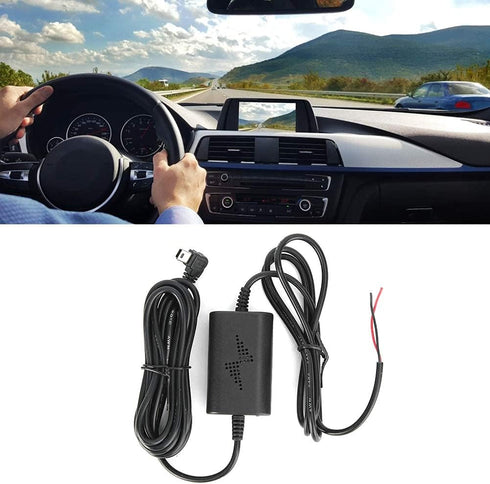Dash Cam Hardwire Kit - 12V/24V to 5V 2.5A Parking Monitor Converter Cable, Left Angle Mini USB