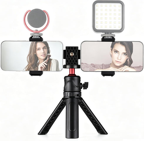 Andoer Multifunctional Smartphone Video Kit Including Universal Phone Tripod Mount with Dual Phone