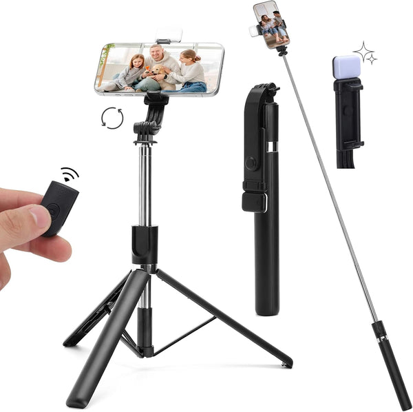 Treayes 67Inch Extendable Phone Selfie Stick with Wireless Remote, Tripod Stand and Fill