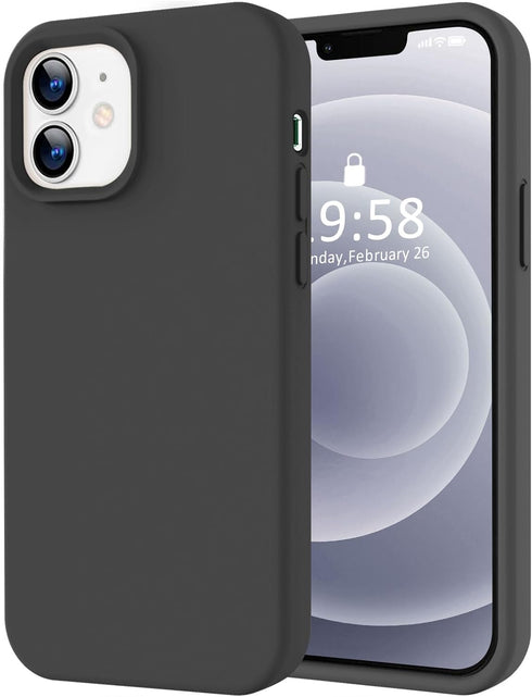 LOVE 3000 iPhone 12/12 Pro Case, Black Premium Silicone, Shockproof, Soft Anti-Scratch Microfiber Lining, 6.1"