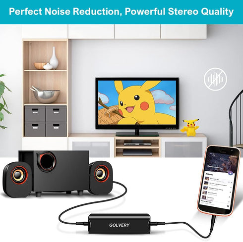 Golvery Ground Loop Noise Isolator, Audio Humming Hissing Buzzing Noise Filter for Car Audio, Home, PC Stereo System