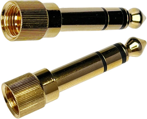 CESS 2-Pack 1/4" Stereo Phone Screw-On Adapter, Male 1/8" to Male 1/4" Stereo