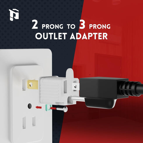 2 Prong to 3 Prong Outlet Adapter, Polarized Grounded Converter, Wall Plug for Household, 4-PACK, White
