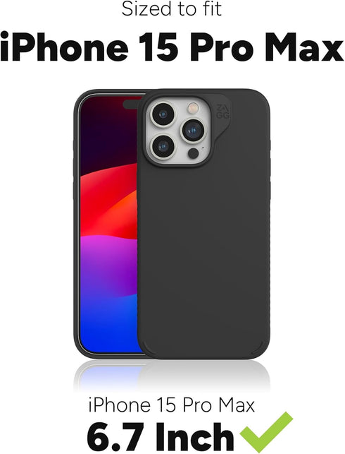 ZAGG Manhattan Snap Case for iPhone 15 Pro Max, Premium Silicone, Durable Graphene Material, Sage Green