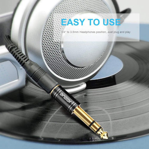 Upgrade 6.35mm(1/4") Male to 3.5mm Female Headphones Adapters, Pure Copper Socket Stereo Jack, Professional Sound, Black
