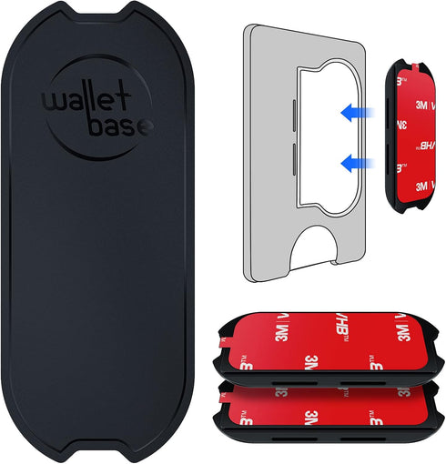 Adhesive Base for Pops Wallet, 2pcs Detachable Sticky Back Replacement Compatible with Socket Wallet Plus, Black