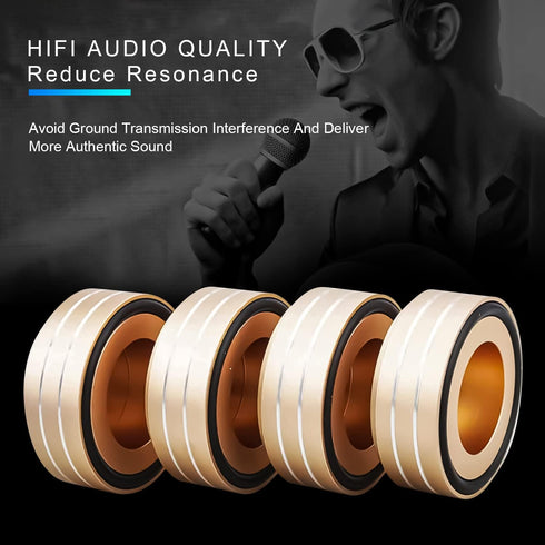 Tertullus 4 Pcs Aluminum HiFi Turntable Feet, Isolation Feet for Speakers, Spikes Audio Pads 58x22mm, Gold