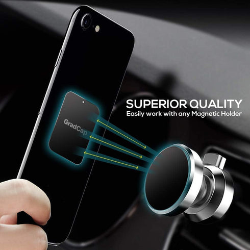 Metal Plate for Magnetic Phone Mount - 4 Packs Ultra Thin Black Metal Disc with Strong 3M Adhesive Sticker -