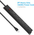 Metal Wall Mount Power Strip, 6 AC Outlets, Aluminum Alloy Socket with Switch, 3 FT Power Cord, Black