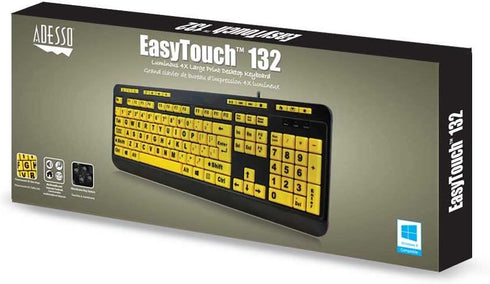 EasyTouch 132 Multimedia Desktop Keyboard, Black - Adesso AKB-132UY, Florescent Yellow