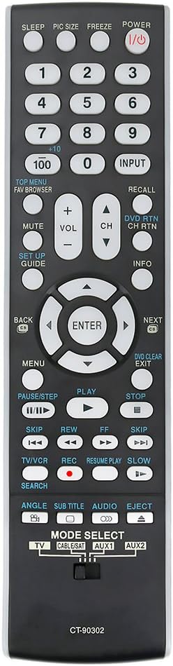 CT-90302 Replace Remote for Toshiba TV Models - 37RV530U, 42RV530U, 46RV530U, 52RV530U, 42RV535U, 46RV535U, 52RV535U
