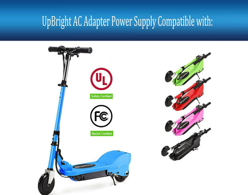 UpBright 24V AC/DC Adapter for Maxtra E100 E120 120W Lead-Acid SLA Battery Folding Commuter Scooter Charger