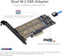 Dual M.2 PCIE Adapter for SATA or PCIE NVMe SSD, Advanced Heat Sink Solution