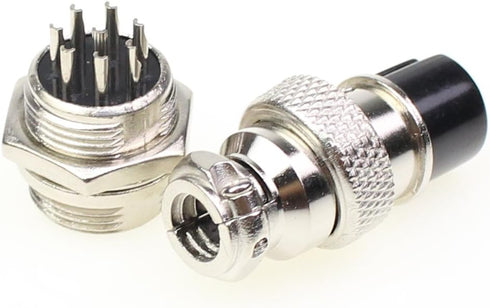 Aviation Plug Connector, 10 Pairs Male Female Panel Metal Wire Connector, 16mm Socket (8 Pins 10-Pack)