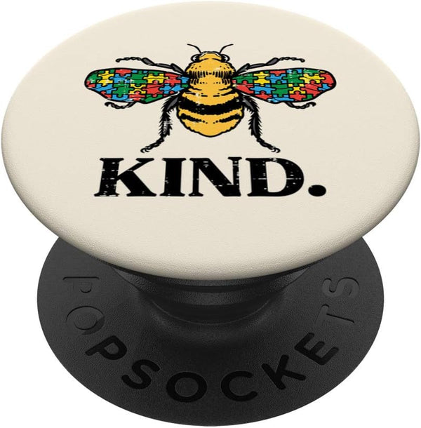 PopSockets PopGrip: Swappable Grip for Phones & Tablets, Bee Kind Puzzle Cute Autism Awareness Acceptance Autistic