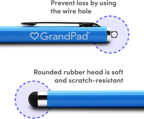 Stylus Pen for GrandPad Tablet, Rounded ¼” Scratch Resistant Stylus, Lightweight and Ergonomically Shaped, Pack of 3