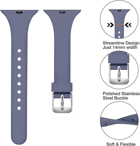 Laffav Slim Band for Apple Watch 40mm 38mm 41mm 44mm 42mm 45mm 46mm 49mm, Soft Silicone Sport Strap