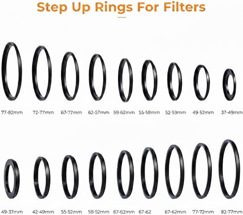 ELEGICKLIP 18Pcs 67-82mm Set Metal Step Up Down Filter Ring Adapter Compatible with Digital SLR Camera Lens Accessories