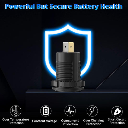 Qidoe 12V USB Outlet Dual 18W Quick Charge 3.0 Port & 30W PD Car Charger Socket with Voltmeter