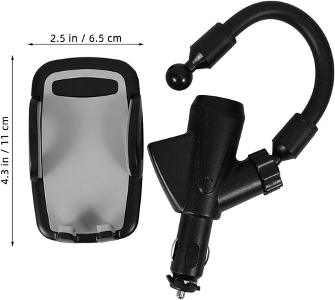 Veemoon Portable Electronic Device Mount for 3-6.5 inch Phones, Dual USB Car Charger Phone Holder