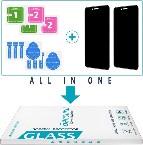 HPTech Privacy Screen Protector (2 Pack) for iPhone 11 & XR, 6.1", Anti-Spy, Tempered Glass, 0.33mm, Bubble-Free, Case