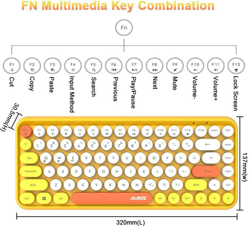 FELICON Wireless Bluetooth Keyboard, Mini Portable 84-Key Keyboard Compatible with Android, Windows, PC