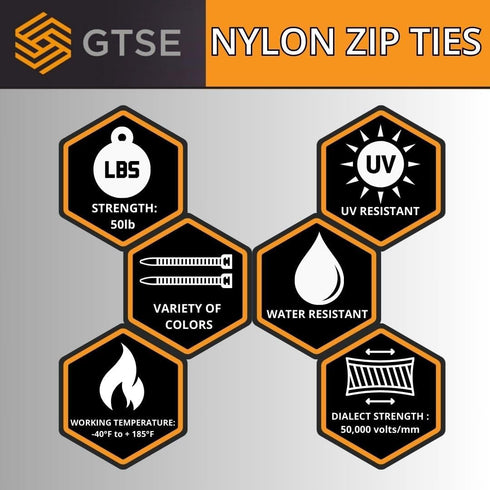 GTSE 12 Inch Brown Zip Ties, 100 Pack, 50lb Strength, UV Resistant Nylon Cable Ties, Self-Locking