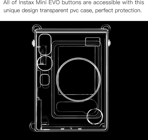 Fintie Clear Protective Case for Fujifilm Instax Mini EVO Camera, Hard PVC Cover with Removable Shoulder Strap