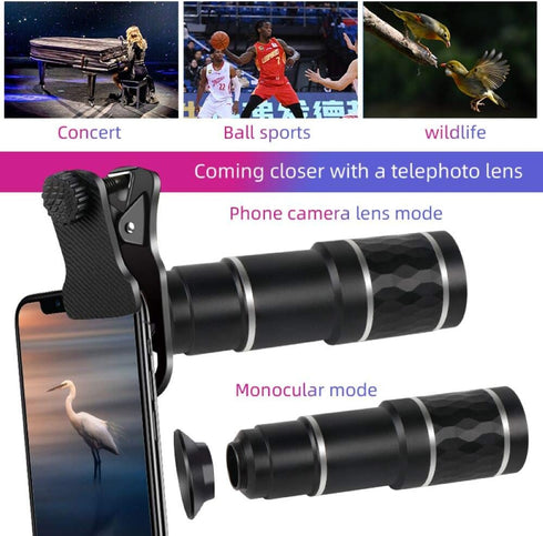 Phone Camera Lens Kit - 20X Telephoto Zoom, Wide Angle & Macro Lens for iPhone, Android Smartphones