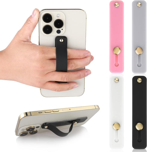 WLLHYF Smartphones(4) Phone Loop Finger Holder, Silicone Phone Grip Phones Fingers Strap Stand Universal Portable