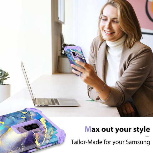 Rancase Purple Case for Galaxy S9 Plus, Three Layer Heavy Duty Shockproof Protection with Soft Silicone