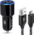 Fast Car Charger for Android & Micro USB Cable, compatible with Samsung Galaxy S7, Note 5, Moto E4, LG K30 & more.