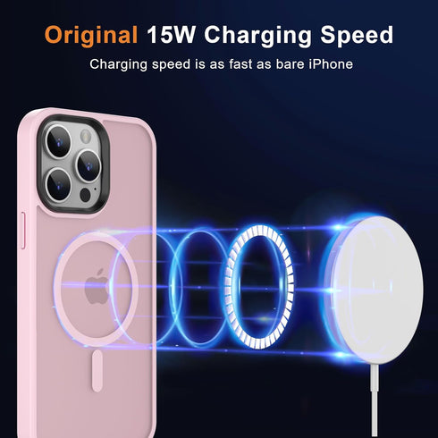 MOCCA Slim Shockproof Case for iPhone 12 Pro Max 6.7", Pink, with MagSafe, Glass Screen & Camera Lens Protectors.