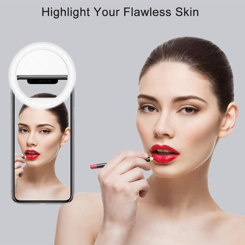 Selfie Ring Light, QIAYA Portable Clip Selfie Light with 36 LED for Smartphone Photography and Camera Video