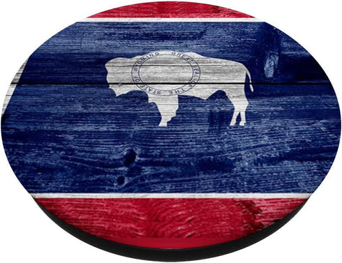 Wyoming Flag Vintage PopSocket PopGrip: Swappable Grip for Tablets & Phones