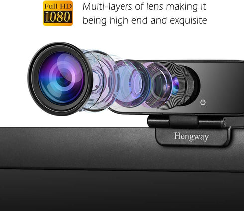 Hengway 1080P terminal,110 Webcam with Stereo Microphone and Privacy cover , FULL HD by USB Wide-Angle