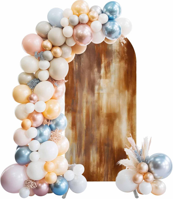 LFoveYuamer 7.2 Ft Arch Backdrop Cover, Burnt Orange Decorative Wedding Arch Covers Spandex