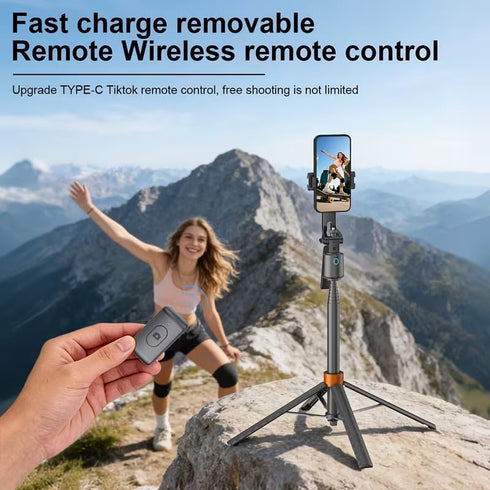 realexist 360 Auto Face Tracking Phone Holder, Rotation Phone Tripod with Wireless Remote and Phone Holder, Selfie