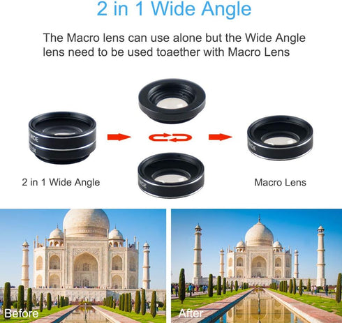 SEVENKA Cell Phone Camera Lens Kit, 18X Telephoto Lens with Remote Shutter, Tripod, Fisheye, Macro, Wide Angle for