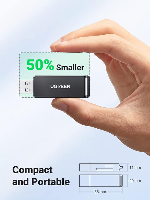UGREEN 3.0 MMC, RS-MMC, SD Card Reader - Portable USB Dual Slot Flash Memory Card Adapter Hub for SDXC, SDHC, TF, Micro