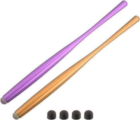 MECCANIXITY 2pcs Stylus Pens for Touch Screens - Slim Universal Capacitive Stylus with 4 Fiber Fine Tips, Purple Gold