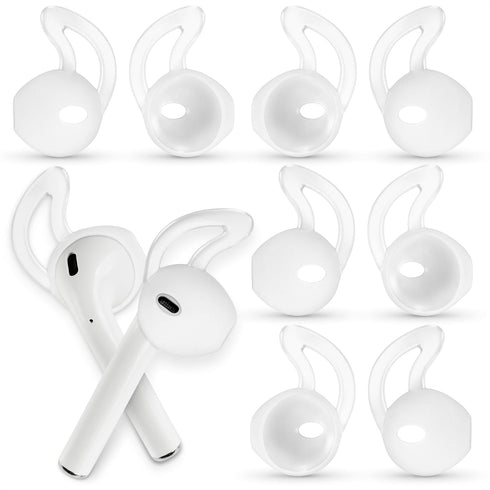 Apple AirPods Silicone Earbud Replacement Tips - 4 Pairs Anti-Slip Ear Hooks & Covers for Secure Fit.